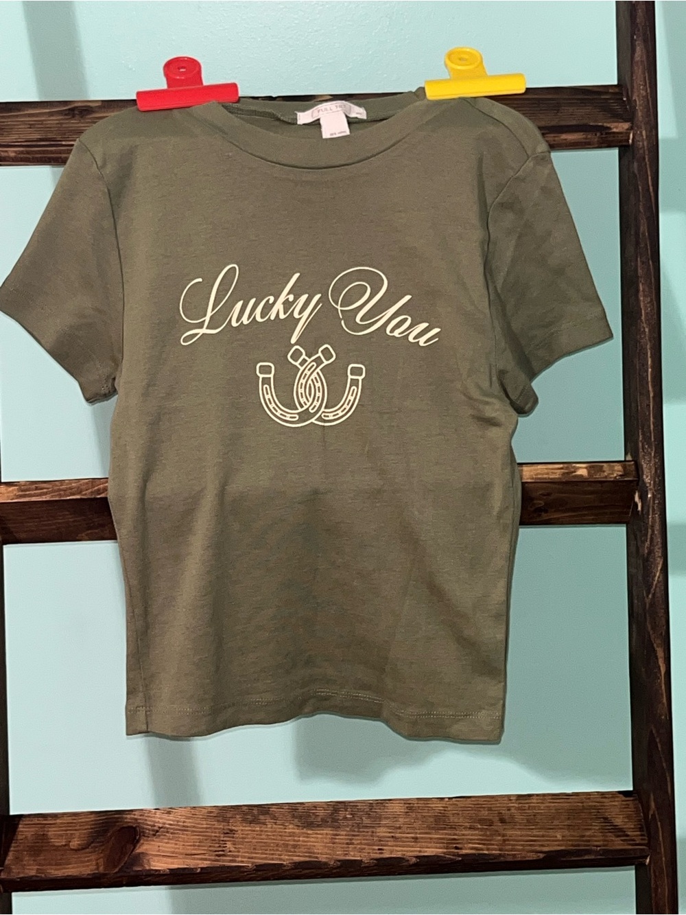 Full Tilt Olive Green "Lucky You" Graphic Tee